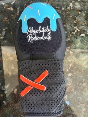 Aria Kids Black Glove with Blue Drip and Red Accent